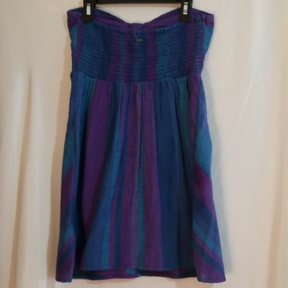 Roxy Blue Purple Sunburst Strapless Sundress Dress - Picture 3 of 7